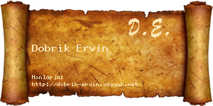 Dobrik Ervin névjegykártya